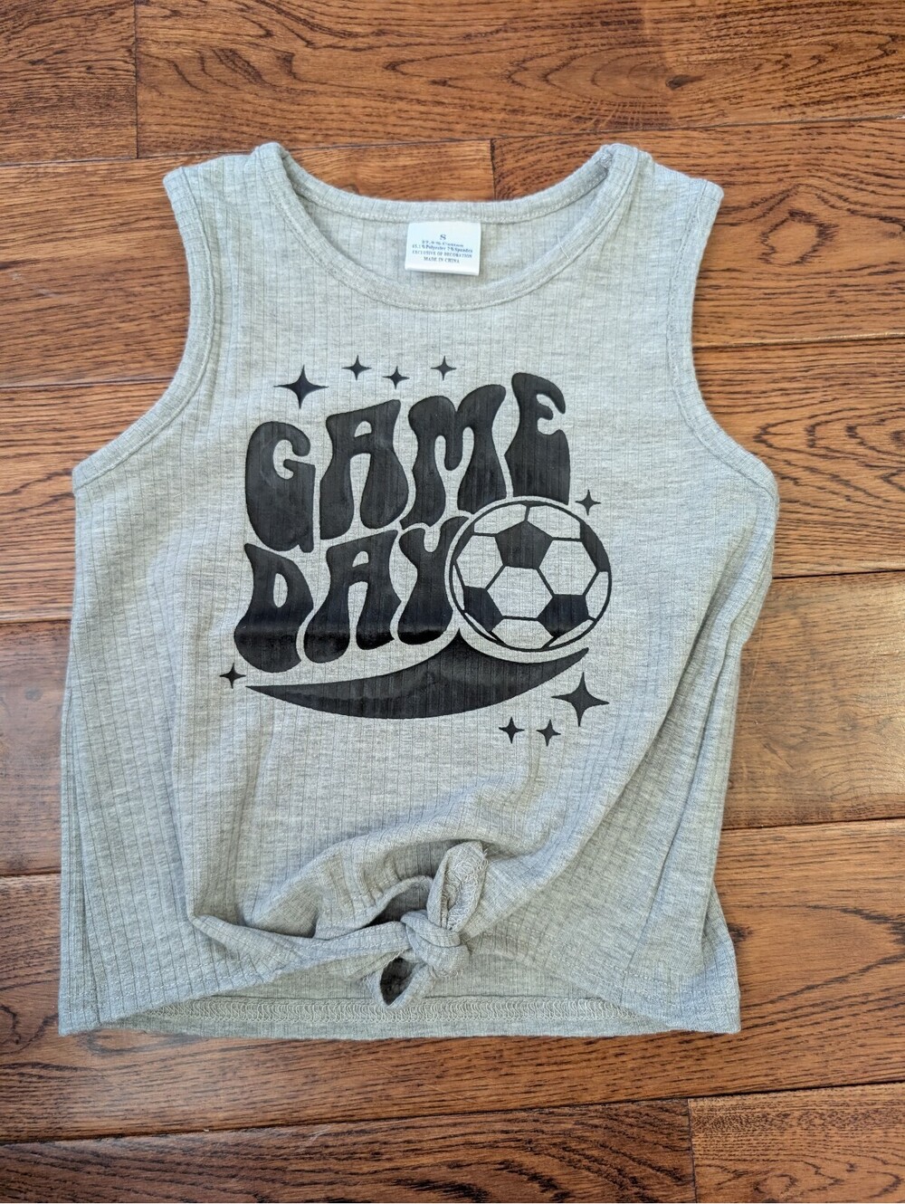 Sparkle in Pink Girl's Tie Front Soccer Game Day Gray Tank Top 3T NWOT